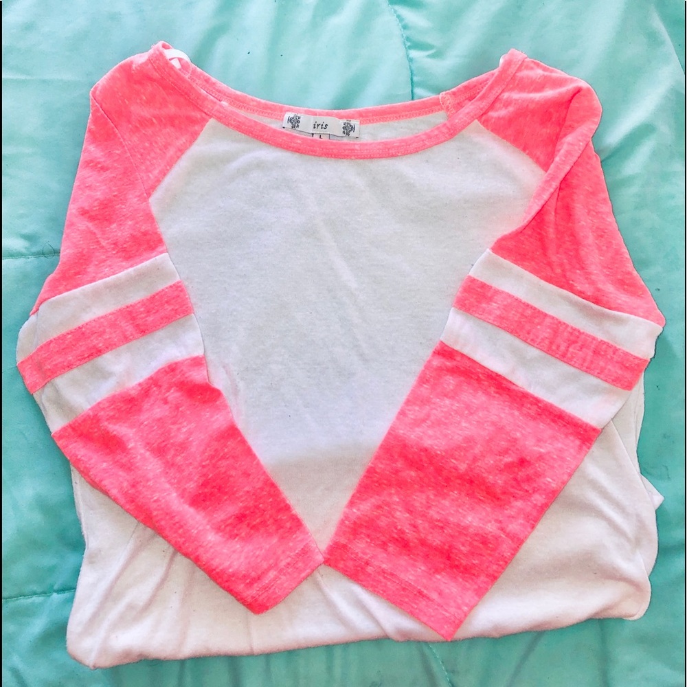 Girls Long Sleeve Pink Baseball Tee